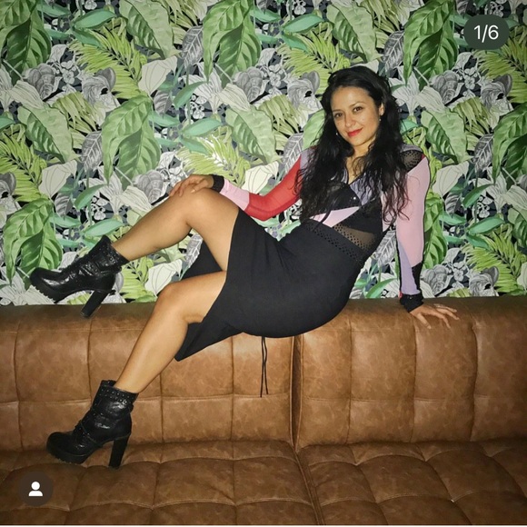 Sheer Long Sleeve Blouse Color Blocked - Picture 3 of 5